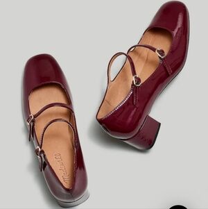 Madewell Patent Mary Jane Heels in Cabernet